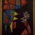 Woman with Fish and Rooster (Frau mit Fisch und Hahn), 1947, Öl auf Leinwand, 109 x 79 cm © Privatbesitz Woman with Fish and Rooster (Frau mit Fisch und Hahn), 1947, Öl auf Leinwand, 109 x 79 cm © Privatbesitz