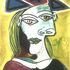 Frau mit blauem Hut und rotem Band, 1939, Öl auf Leinwand, 55 x 38 cm © Succession Picasso / VBK Wien 2000