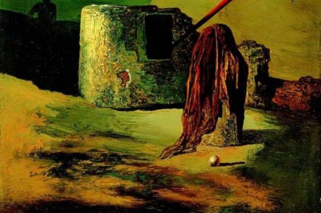 L’Alerte, Salvador Dalí Die drohende Gefahr, 1938 Öl auf Holz, 24 x 18 cm Sammlung Ulla und Heiner Pietzsch © VBK, Wien, 2005/06 L’Alerte, Salvador Dalí Die drohende Gefahr, 1938 Öl auf Holz, 24 x 18 cm Sammlung Ulla und Heiner Pietzsch © VBK, Wien, 2005/06