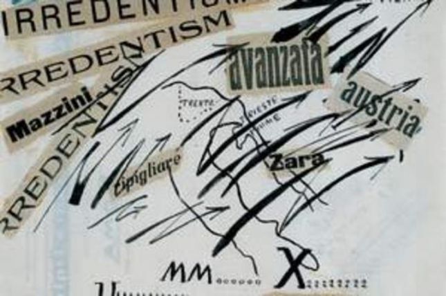 Irredentism. Free words, Filippo Tommaso Marinetti; 1914 ink,pastel and collage on paper; Private collection Schweiz © VBK, Wien, 2003 Irredentism. Free words, Filippo Tommaso Marinetti; 1914 ink,pastel and collage on paper; Private collection Schweiz © VBK, Wien, 2003