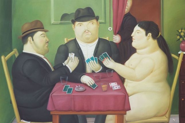 Fernando Botero Kartenspieler, 1991 Öl auf Leinwand, 152 x 181 cm Privatbesitz © Fernando Botero Fernando Botero Kartenspieler, 1991 Öl auf Leinwand, 152 x 181 cm Privatbesitz © Fernando Botero
