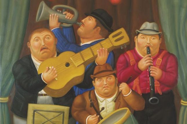 Fernando Botero Das Orchester, 2001 Öl auf Leinwand, 183 x 144 cm Privatbesitz © Fernando Botero Fernando Botero Das Orchester, 2001 Öl auf Leinwand, 183 x 144 cm Privatbesitz © Fernando Botero