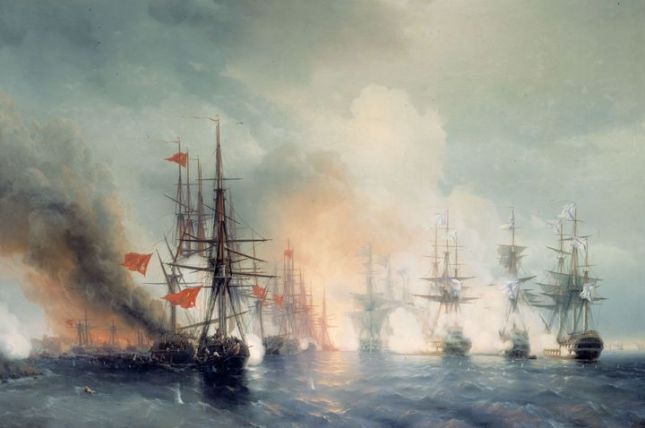 Iwan Konstantinowitsch Aiwasowski Die Schlacht bei Sinope (Tag), 1853 © Zentrales Kriegsmarinemuseum, Sankt Petersburg Iwan Konstantinowitsch Aiwasowski Die Schlacht bei Sinope (Tag), 1853 © Zentrales Kriegsmarinemuseum, Sankt Petersburg