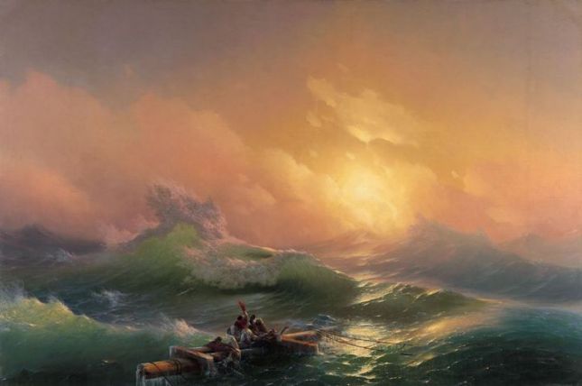 Iwan Konstantinowitsch Aiwasowski Die neunte Woge, 1850 Öl auf Leinwand, 221 x 332 cm Staatliches Russisches Museum, Sankt Petersburg © Aiwasowski Galerie, Feodossia Iwan Konstantinowitsch Aiwasowski Die neunte Woge, 1850 Öl auf Leinwand, 221 x 332 cm Staatliches Russisches Museum, Sankt Petersburg © Aiwasowski Galerie, Feodossia