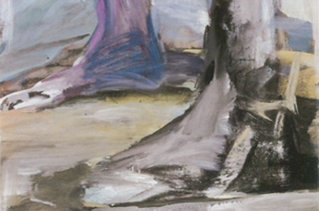 Siegfried Anzinger, Am Bachbett, 1987, Eitempera auf Hartfaser, 77 x 43 cm, Privatbesitz © Courtesy the Artist Siegfried Anzinger, Am Bachbett, 1987, Eitempera auf Hartfaser, 77 x 43 cm, Privatbesitz © Courtesy the Artist