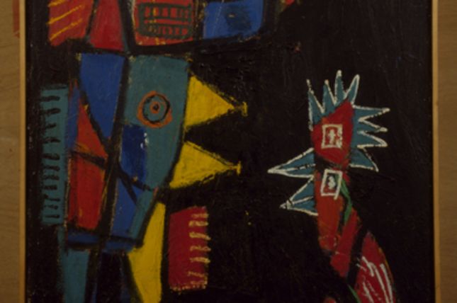 Woman with Fish and Rooster (Frau mit Fisch und Hahn), 1947, Öl auf Leinwand, 109 x 79 cm © Privatbesitz Woman with Fish and Rooster (Frau mit Fisch und Hahn), 1947, Öl auf Leinwand, 109 x 79 cm © Privatbesitz