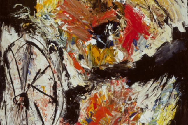 Burning Child with Hoop (Entflammtes Kind mit Reifen), 1961, Öl auf Leinwand, 320 x 230 cm © Privatbesitz Burning Child with Hoop (Entflammtes Kind mit Reifen), 1961, Öl auf Leinwand, 320 x 230 cm © Privatbesitz