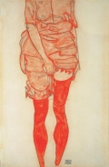 Egon Schiele, Stehende Frau in Rot, 1913, Privatsammlung