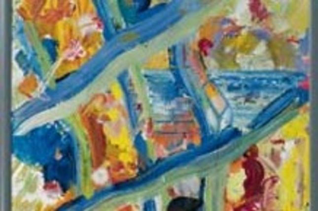 Haus am Meer, acrylic and varnish on grounded canvas, gray wood frame © VBK, Wien, 2005