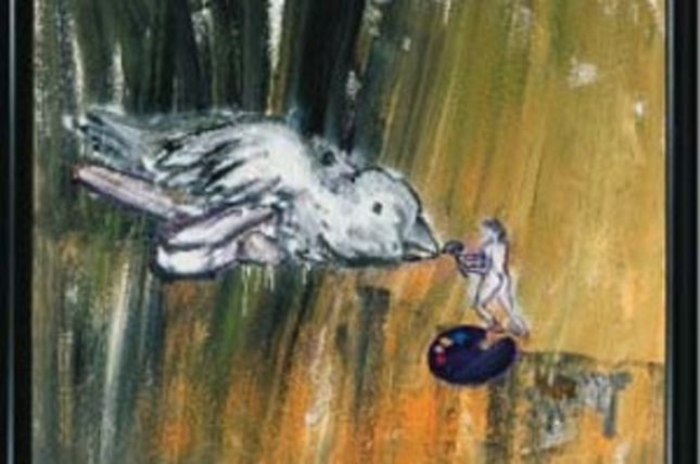 Vorkunst, 2004, acrylic and varnish on grounded canvas, black wood frame © VBK, Wien, 2005