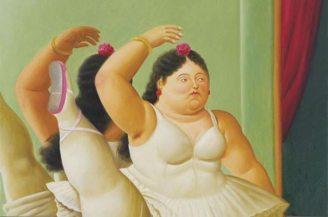 Fernando Botero Ballerina an der Stange, 2001 Öl auf Leinwand, 164 x 116 cm Privatbesitz © Fernando Botero