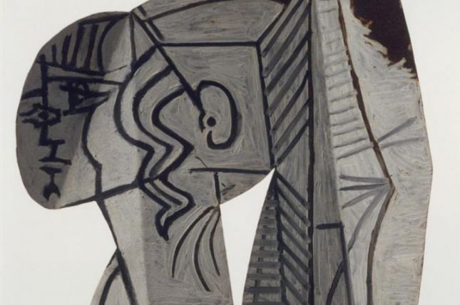 Diese Bildbeschreibung widmet Ihnen Radio Stephansdom Pablo Picasso, Sylvette, 1954, Beidseitige Ölmalerei auf ausgeschnittenem Metallblech, 69,9 x 47 x 1 cm © VBK Wien 2012