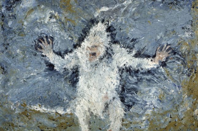 Miquel Barceló, Gorille blanc sur la plage (Weißer Gorilla am Strand), 1989, Mischtechnik auf Leinwand, 235 x 285 cm, Privatbesitz, Courtesy Galerie Bruno Bischofberger, Zürich, © Foto: Courtesy Galerie Bruno Bischofberger, Zürich © Courtesy Miquel Barceló