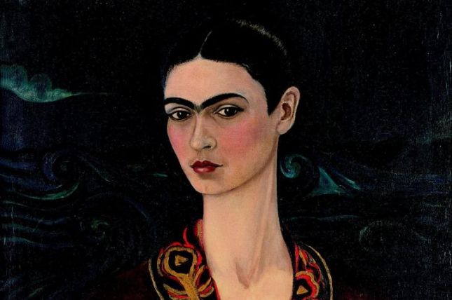 FRIDA KAHLO Selbstbildnis mit Samtkleid, 1926 Autorretrato con traje de terciopelo Self-Portrait Wearing a Velvet Dress Öl auf Leinwand, 79,7 x 59,9 cm Privatbesitz, Courtesy Galería Arvil, Mexiko-Stadt Foto: © Courtesy Galería Arvil, Mexiko-Stadt © Banco de México, Diego Rivera & Frida Kahlo Museums Trust, México, D.F./VBK, Wien, 2010