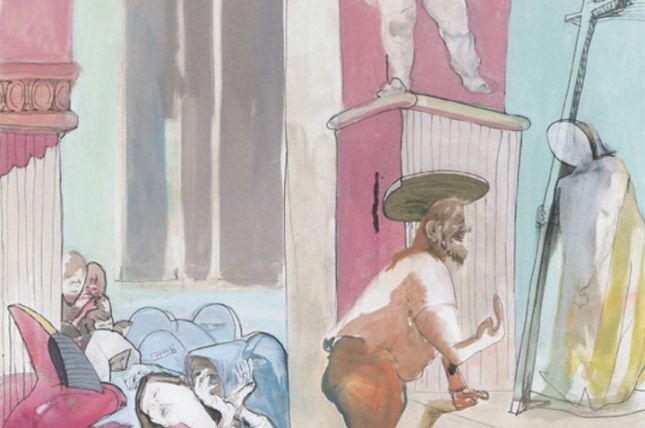 Siegfried Anzinger, Die Verzückung der Hl. Theresa, 2010, Leimfarbe auf Leinwand, 235 x 165 cm, Privatbesitz © Courtesy the Artist