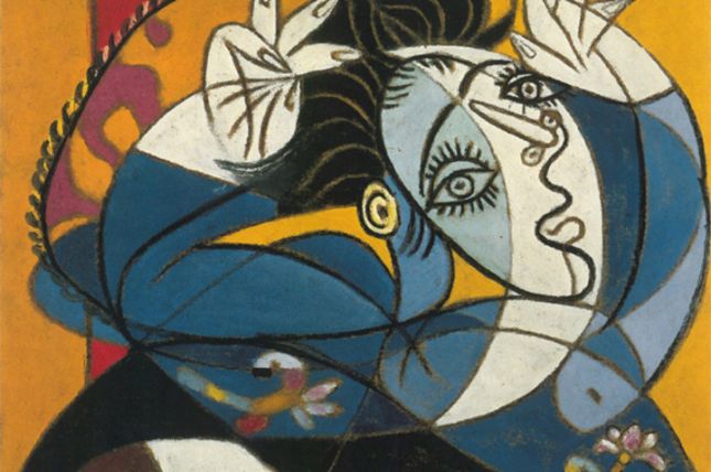 Pablo Picasso, Frau mit erhobenen Armen, 1936, Öl, Kohle und Sand auf Leinwand, 50,5 x 61 cm © Succession Picasso / VBK Wien 2000