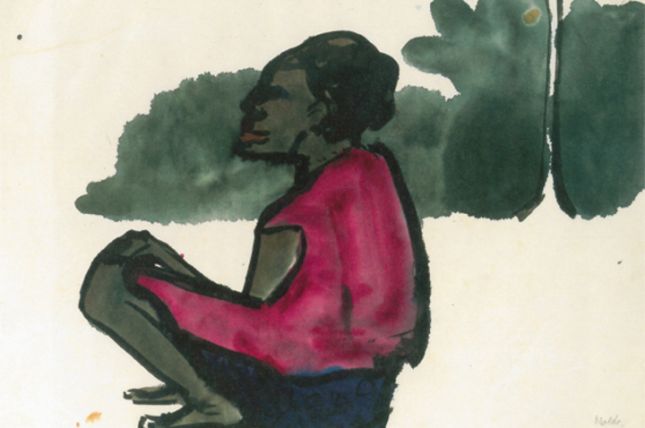 Emil Nolde, Sitzender Eingeborener (im Profil), 1913/14, Aquarell und schwarze Tusche, 34,8 x 48,2 cm © Sammlung der Nolde-Stiftung Seebüll