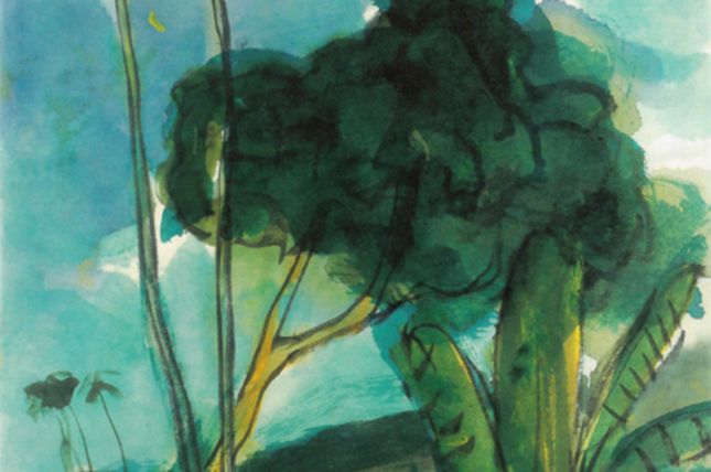 Emil Nolde, Landschaft mit Palmen, 1913/14, Aquarell und schwarze Tusche, 45,5 x 34,4 cm © Sammlung der Nolde-Stiftung Seebüll