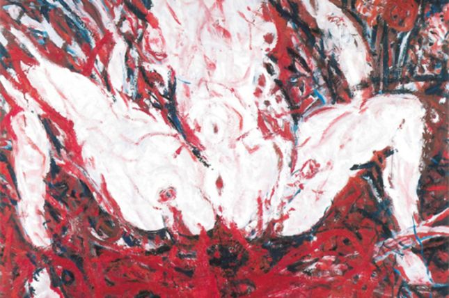 Adolf Frohner, Frau und Schmetterling, 1993, Öl auf Leinwand, 200 x 170 cm © courtesy the Artist