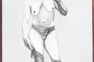 Adolf Frohner, David?, 1975, Graphit, Öl auf Leinen, 130 x 90 cm, Dr. Michael Auracher © Courtesy the Artist