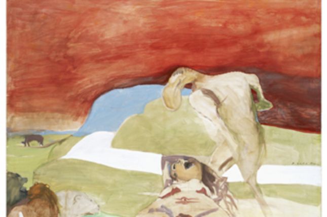 Siegfried Anzinger, Roter Himmel, 2011, Leimfarbe auf Leinwand, 160 x 220 cm, Foto © Galerie Elisabeth & Klaus Thoman/Lotar Schnepf © Courtesy Galerie Elisabeth & Klaus Thoman Innsbruck/Wien