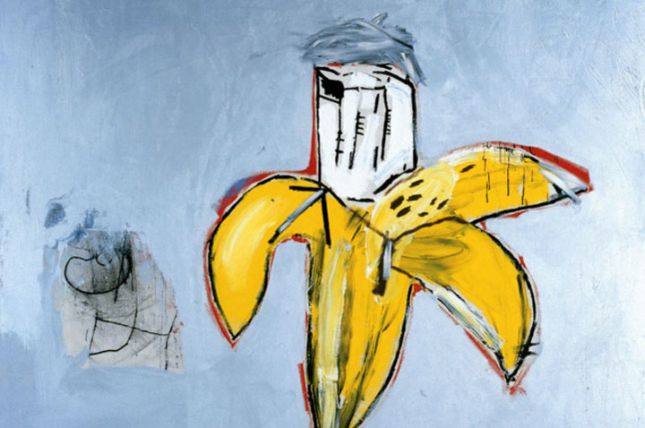Jean-Michel Basquiat, Brown Spots (Portrait of Andy Warhol as a Banana), 1984, Acryl und Ölkreide auf Leinwand, 193 x 213 cm, Sammlung Bischofberger, Schweiz © The Estate of Jean-Michel Basquiat; VBK, Wien, 2013/14
