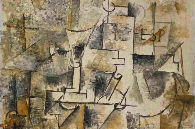 Georges Braque Flasche und Glas (Bouteille et poissons), 1911 The Provost and Fellows of King’s College, Cambridge, Maynard Keynes Collection, on loan to the Fitzwilliam Museum, Cambridge © Foto: Fitzwilliam Museum, University of Cambridge © VBK, Wien, 2008/09